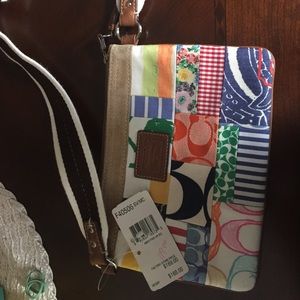 Coach clutch with long shoulder strap